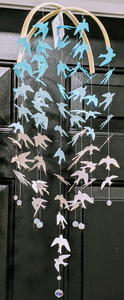 115 ($65) Bird Mobile - Swallows - Teal Grey White