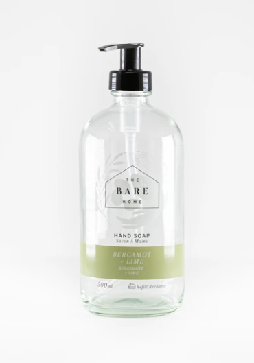 050 ($5) EMPTY 500ml BL Hand Soap Glass Pump Bottle - Bergamot + Lime