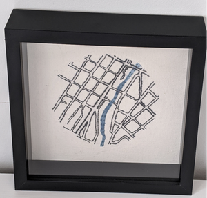 118 ($120) Map - Fergus - Embroidered - Square Framed 9"
