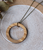 111 ($35) Rare Olive - Hollow Circle Necklace