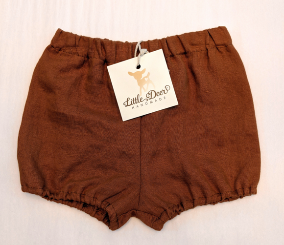 140 ($22) Linen Shorts - Caramel - 9-12mths