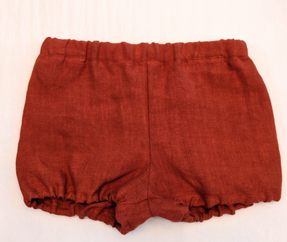 140 ($22) Linen Shorts - Rust - 2yrs