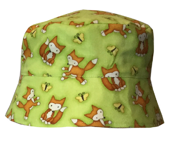 000 ($34) Sun Hat - Foxes on Green