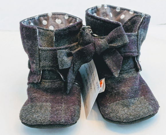 235 ($48) Tartan Booties with Bow - 9-12mths