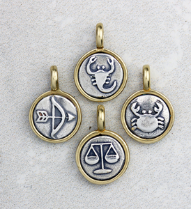 071 ($32) Zodiac Charm - Tiny Silver and Bronze