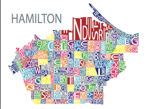 211 ($40) Map - Hamilton - 12x16 - Bright Colours