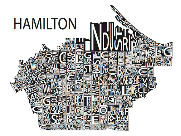 211 ($40) Map - Hamilton - 12x16 - Black