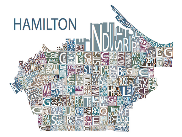 211 ($40) Map - Hamilton - 12x16 - Muted Colours