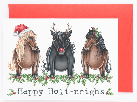205 ($7) Holiday Card - Happy Holi-neighs