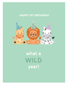 032 ($6) Card - Wild Year 1st Birthday