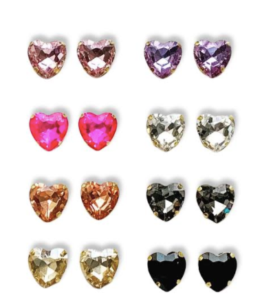 149 ($12) Earrings - Rhinestone Hearts