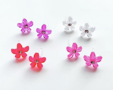 149 ($12) Earrings - Clip On - Diamond Flowers