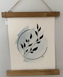 141 ($30) Watercolour - Leaves in circle