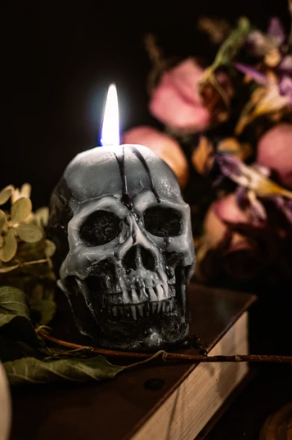 018 ($30) Skull Beeswax Candles - Black
