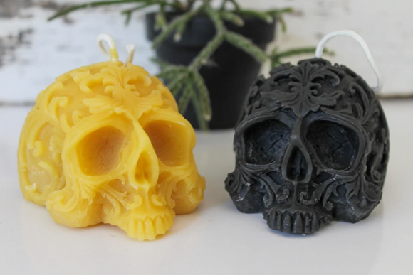 018 ($25) Fancy Skull Beeswax Candle