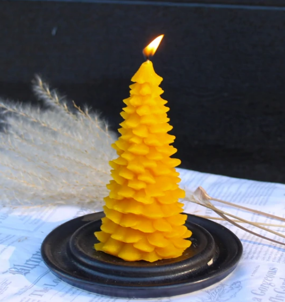 018 ($18) Tree Beeswax Candle - Yellow