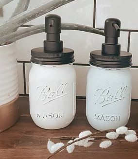 045 ($26) Labeled - Hand Painted Mason Soap Dispenser