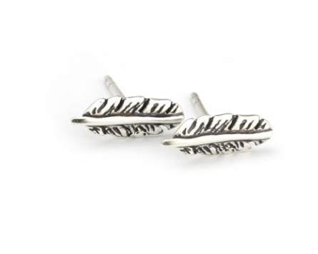 071 ($35) Feathers - Silver Sculpted Studs