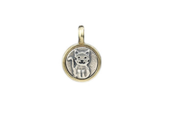 071 ($22) Cat - Teeny Pendant Silver and Bronze
