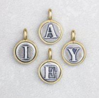 071 ($32)  Marmalade - Tiny - Silver & Bronze Letter Pendant