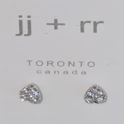 023 ($23) Earrings - Heart Cubic Stone - Silver