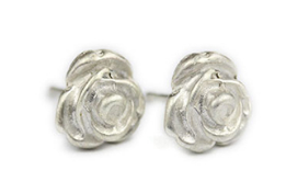071 ($35) Roses - Silver Sculpted Studs