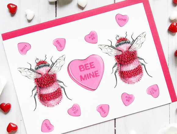205 ($7) Love Cards - Bee Mine - Red