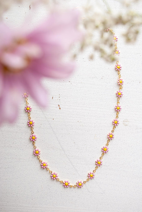 110 ($68) Necklace - Flower Power - Pink