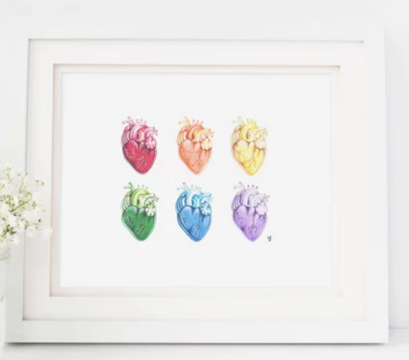 205 ($18) Rainbow Hearts
