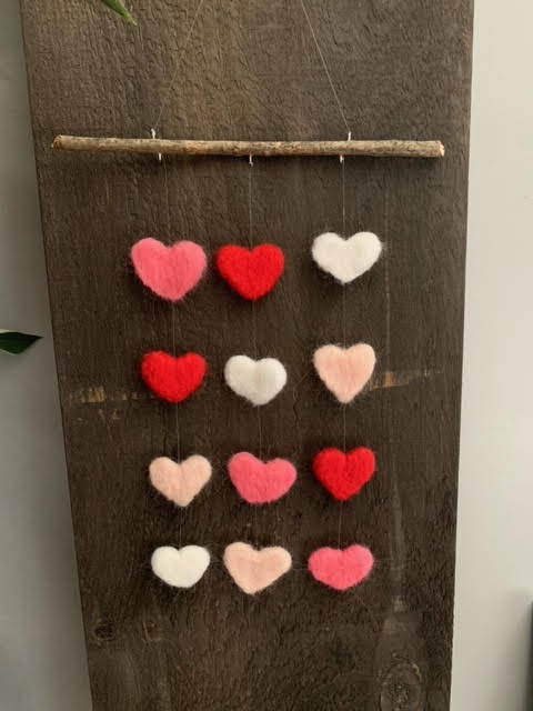 239 ($30) Mobile - Felted Hearts